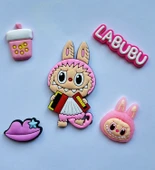 3 Boyutlu Özel Üretim Labubu Sticker (5'li Set) - (Pembe Set) - 1
