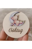 Doğrukan Hediyelik Ayda Uyuyan Ayıcık Figürlü Ahşap Yenidoğan Doğum Günü Magnet Hediyelik (20 ADET) thumbnail 1