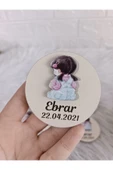 Doğrukan Hediyelik 10 adet arkası dönük oturan kız bebek figürlü ahşap taban magnet yenidoğan doğum günü hediyelikleri thumbnail 1