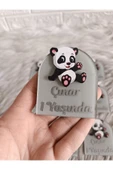 Doğrukan Hediyelik Panda figürlü pencere şeklinde pleksili yenidoğan doğum günü magnet hediyelik(10 adet) thumbnail 1