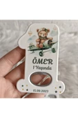 Doğrukan Hediyelik 25 adet yeşil uçakta ayıcık konsept 1 rakam açacak magnet hediyelik yenidoğan doğum günü hediyesi thumbnail 1