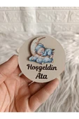 Doğrukan Hediyelik 10 adet ayda uyuyan pijamalı ayıcık figürlü ahşap taban magnet yenidoğan doğum günü mevlüt hediyelik thumbnail 1