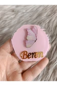 Doğrukan Hediyelik Yan duran pembe kelebek figürlü pleksi yenidoğan doğum günü magnet hediyelik (10 adet) thumbnail 1