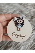 Doğrukan Hediyelik Kız Çocuklu Yenidoğan Doğum Günü Ahşap Taban Yenidoğan Doğum Günü Hediyelik Magnet thumbnail 1