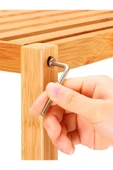 Dekorasyaa Bambu 2 Katlı Çok Amaçlı Banyo Düzenleyici Çamaşır Sepeti Organizer - Gri - 5