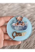 Doğrukan Hediyelik Mavi sepette ayıcık figürlü pleksi yenidoğan doğum günü magnet hediyelik (10 adet) thumbnail 1