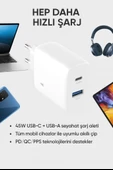 GaN Teknolojili 45W Çift Port Şarj Adaptörü Ultra Hızlı ve Güvenli Şarj Telefon Tablet Uyumlu - 3