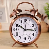 Metal Çalar Saat Zilli Masa Saati Retro Bakır Küçük - 1
