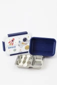 Dekorasyaa Mavi Çocuk Beslenme Kabı - Bölmeli Lunchbox - Vakumlu - 3 Bölmeli - 3