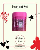 Kuromi Lisanslı Pembe Kurşun Kalem Seti (3 Adet Kurşun Kalem, 2 Adet Silgi, Kalemtraş) - 3
