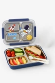 Dekorasyaa Mavi Çocuk Beslenme Kabı - Bölmeli Lunchbox - Vakumlu - 3 Bölmeli - 1
