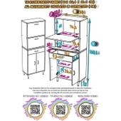 Modilayn VİO (80x163,4x32,5 cm) Yeni çekmeceli, kapaklı, ekmeklikli, çok amaçlı mutfak dolabı. - 5
