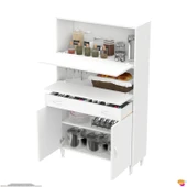 Modilayn VİO (90x163,4x32,5 cm) Yeni çekmeceli, kapaklı, ekmeklikli, çok amaçlı mutfak dolabı. thumbnail 7