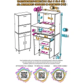 Modilayn VİO (70x163,4x32,5 cm) Yeni çekmeceli, kapaklı, ekmeklikli, çok amaçlı mutfak dolabı. - 5