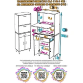 Modilayn VİO (75x163,4x32,5 cm) Yeni çekmeceli, kapaklı, ekmeklikli, çok amaçlı mutfak dolabı. - 5