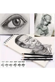 Kara Kalem Çizim Seti, Eskiz Kalem Seti, Dereceli Kalem Çizim Set, Eskiz Yapmak Ve Tonlama-12li thumbnail 6