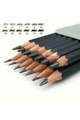 Kara Kalem Çizim Seti, Eskiz Kalem Seti, Dereceli Kalem Çizim Set, Eskiz Yapmak Ve Tonlama-12li thumbnail 2
