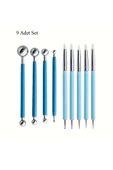 Kil, seramik, çömlekçilik, şekillendirici, heykel, modelleme, metal toplar-silikon kalem-9 Parça - 1