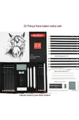 Kara kalem çizim seti, eskiz kalem seti, dereceli kalem set, kömür kalem-Kutulu 22 parça thumbnail 1