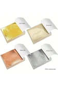 Metalik 4 farklı yaprak varak, gold-silver-rose-şampanya, dekoratif, epoksi reçine-9x9cm-400sayfa - 1