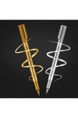 Altın-Gümüş brush metalik marker kaligrafi kalemi, cam kalemi, balon yazı, süsleme, bardak yazı-2 Ad - 1