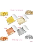 Metalik 4 farklı yaprak varak, gold-silver-rose-şampanya, dekoratif, epoksi reçine-9x9cm-400sayfa - 2