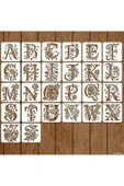 Kaligrafi harf şablonları 26 Parça 10x10cm-Çiçek Harf Şablonu, Boyama sticker thumbnail 3