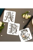Kaligrafi harf şablonları 26 Parça 10x10cm-Çiçek Harf Şablonu, Boyama sticker thumbnail 2
