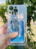 Zipax Apple iPhone 15 Pro Max Kılıf Şeffaf Kartlıklı Silikon Azn-SetraKart thumbnail 2