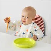IKEA Bebek Mama Önlüğü, Çok Renkli Meridyendukkan 37X34 cm Cırt-Cırtlı Bant ,elastik Uzun Kollar Ön - 2
