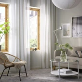 IKEA Hılja Fon Perde 145 x 300 cm Beyaz 2 Kanat Polyester Makinede Yıkanabilir Işık Filreli - 5