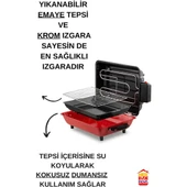 İnova Büyük Boy 40X30 cm Elektrikli Izgara Barbekü Mangal Kebapçı Balıkçı Emaye Gövdeli + Emaye Tepsili - 4