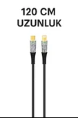 Dayanıklı 27W 3A Şarj ve Data Kablosu 120cm Şeffaf Örgülü, USBC’den Lightning’e - 4