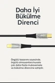 Dayanıklı 27W 3A Şarj ve Data Kablosu 120cm Şeffaf Örgülü, USBC’den Lightning’e - 2