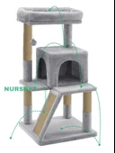 Nursoft Teraslı Dekoratif Kedi Tırmalama ve Oyun Evi - 3