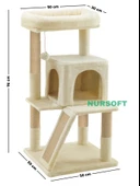 Nursoft Teraslı Dekoratif Kedi Tırmalama ve Oyun Evi - 4