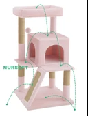 Nursoft Teraslı Dekoratif Kedi Tırmalama ve Oyun Evi - 4