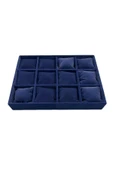 Tokyo Model Süet Kumaş Lacivert Renk 12 Yastıklı Çekmece İçi Takı Kutusu thumbnail 2
