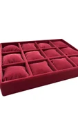 Süet Kumaş Bordo Renk 34/24 Cm 12 Yastıklı Çekmece Içi Takı Kutusu thumbnail 3