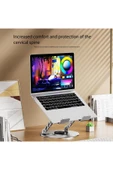 Dönebilen Yüksek Kaliteli Katlanabilir Ayarlanabilir Metal Masa Üstü Tablet Macbook Laptop Standı thumbnail 2