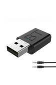 Araç içi Bluetooth Kiti USB 3.5mm Jack Bluetooth Receiver Aux Kablo Wireless Araç Kiti Kablosuz Kit thumbnail 2