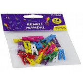 Küçük Boy Renkli Mandal 2,5mm - 24 Adet/Paket - 1