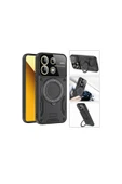 Xiaomi Redmi Note 14 Pro Plus Uyumlu Kılıf Magsafe Dikey Ve Yatay Stand Siyah Tank Kapak - 4