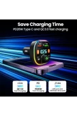 Bluetooth Araç Kiti Araç RGB LED Fm Transmitter USB Type-C MP3 Flash Bellek PD Çakmaklık Girişli thumbnail 3