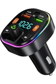 Bluetooth Araç Kiti Araç RGB LED Fm Transmitter USB Type-C MP3 Flash Bellek PD Çakmaklık Girişli thumbnail 1