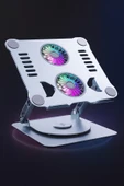 Macbook/Laptop/Notebook Soğutucu Fan Stand RGB LED Işıklı Ayarlanabilir/Katlanabilir 360 Dönebilen thumbnail 1