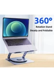 Macbook/Laptop/Notebook Soğutucu Fan Stand RGB LED Işıklı Ayarlanabilir/Katlanabilir 360 Dönebilen thumbnail 4