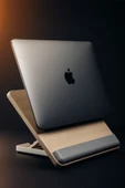 Bileklik Destekli Yükseltilebilir/Ayarlanabilir Notebook/Tablet/iPad/Macbook Uyumlu Ahşap Stand thumbnail 1