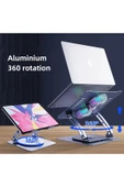 Macbook/Laptop/Notebook Soğutucu Fan Stand RGB LED Işıklı Ayarlanabilir/Katlanabilir 360 Dönebilen thumbnail 3