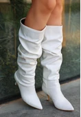 Zelya Beyaz Cilt Topuklu Çizme thumbnail 2